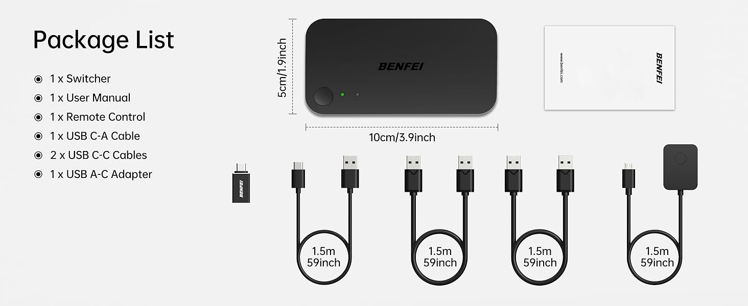 BENFEI 2 in 4 USB Switch, Supports up to 5Gbps Data Transfer Speed, With the 3 x USB 3.0 Ports and 1 x USB-C Port Direct Factory Wholesale Innovation