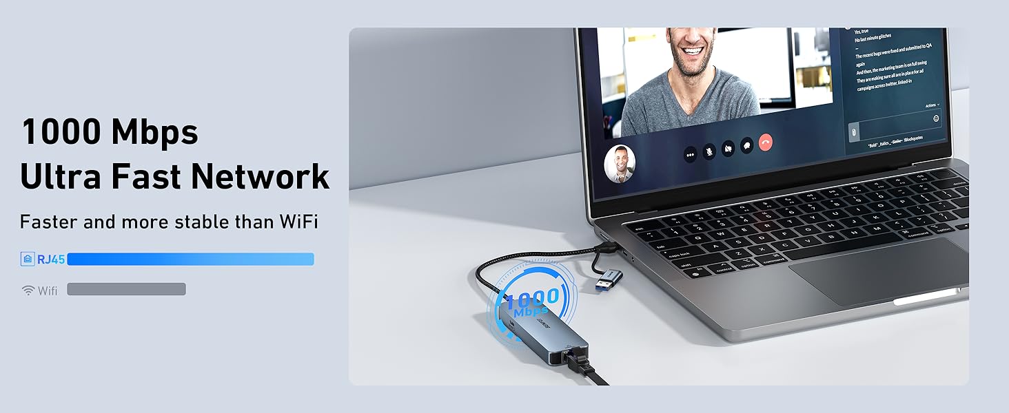 BENFEI 5-IN-1 USB-A/USB-C MULTI-PORT HUB 1000Mbps Ethernet  USB3.0x3 Export Factory