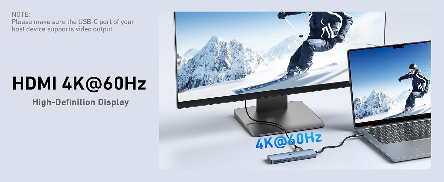 BENFEI 6 IN 1 USB-A/USB-C MULTI-PORT HUB 4K 60Hz HDMI PD 100W  1000Mbps Ethernet  USB3.0x3 Made in China Factory Manufacturer