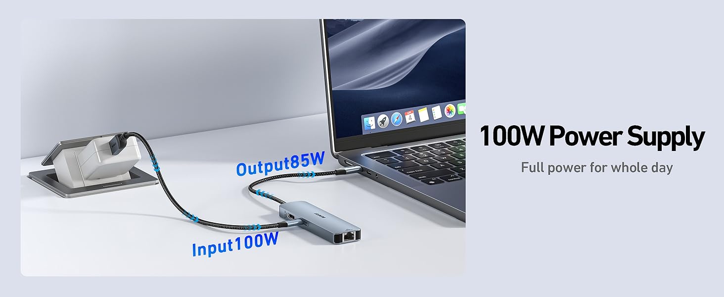 BENFEI 6-in-1 USB C Hub with HDMI(4K@60Hz), 2 USB-A, 1 USB-C Data, 100W Charge, Gigabit Ethernet, Silicone Tangle-Free Cable Factory Wholesale Export