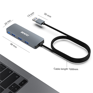BENFEI USB 3.0 Hub 4 Port, Ultra-Slim USB Hub with 1 Meter Extended Cable, Compatible for MacBook, Mac Pro, Mac Mini, iMac China Factory Supply