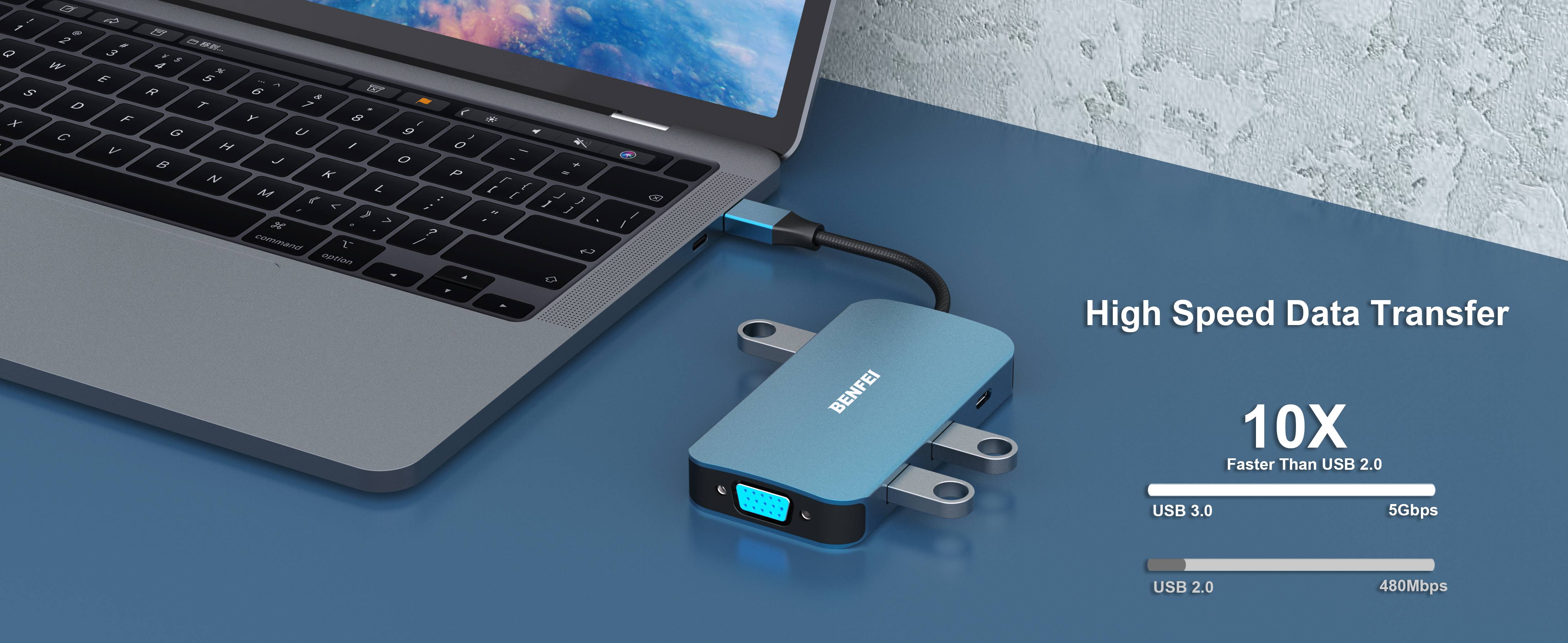 BENFEI USB C MST HUB 8 in1 with 2*HDMI/1*VGA, 3*USB 3.0/100W Power Delivery/3.5mm Aux Audio, Compatible with iPhone 15 Manufacturing Services Export
