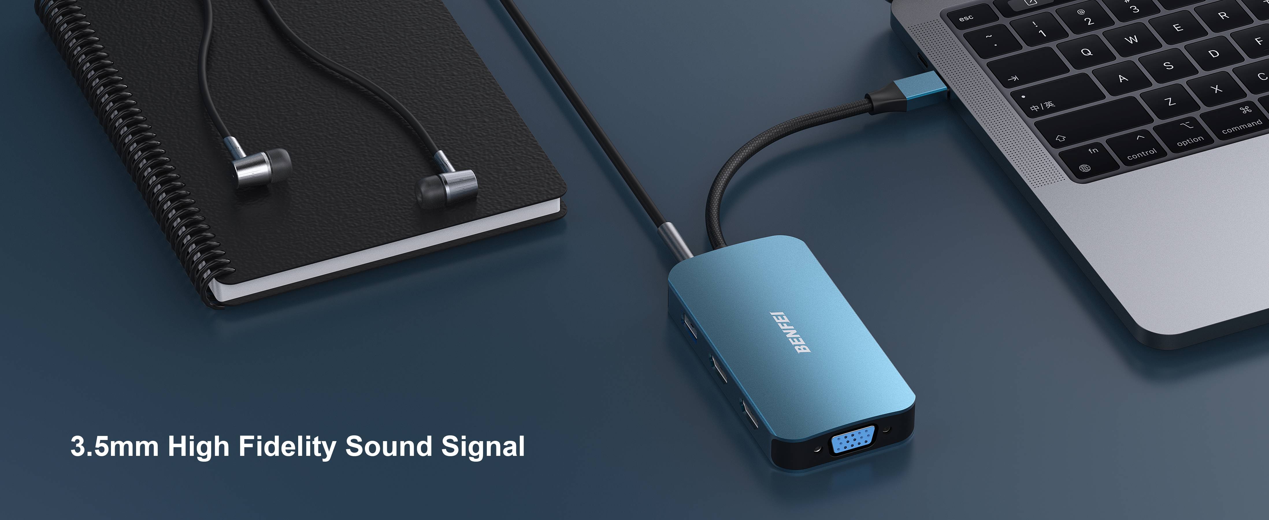 BENFEI USB C MST HUB 8 in1 with 2*HDMI/1*VGA, 3*USB 3.0/100W Power Delivery/3.5mm Aux Audio, Compatible with iPhone 15 Manufacturing Services Export