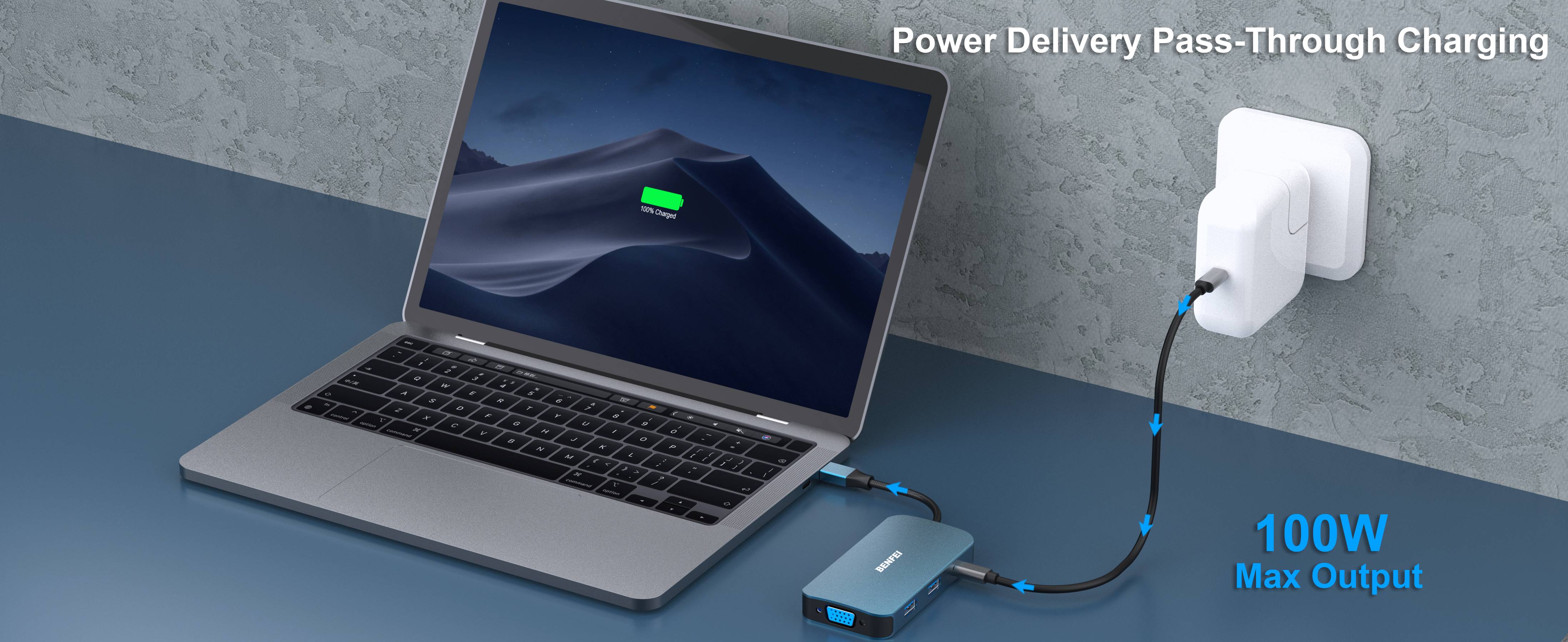 BENFEI USB C MST HUB 8 in1 with 2*HDMI/1*VGA, 3*USB 3.0/100W Power Delivery/3.5mm Aux Audio, Compatible with iPhone 15 Manufacturing Services Export