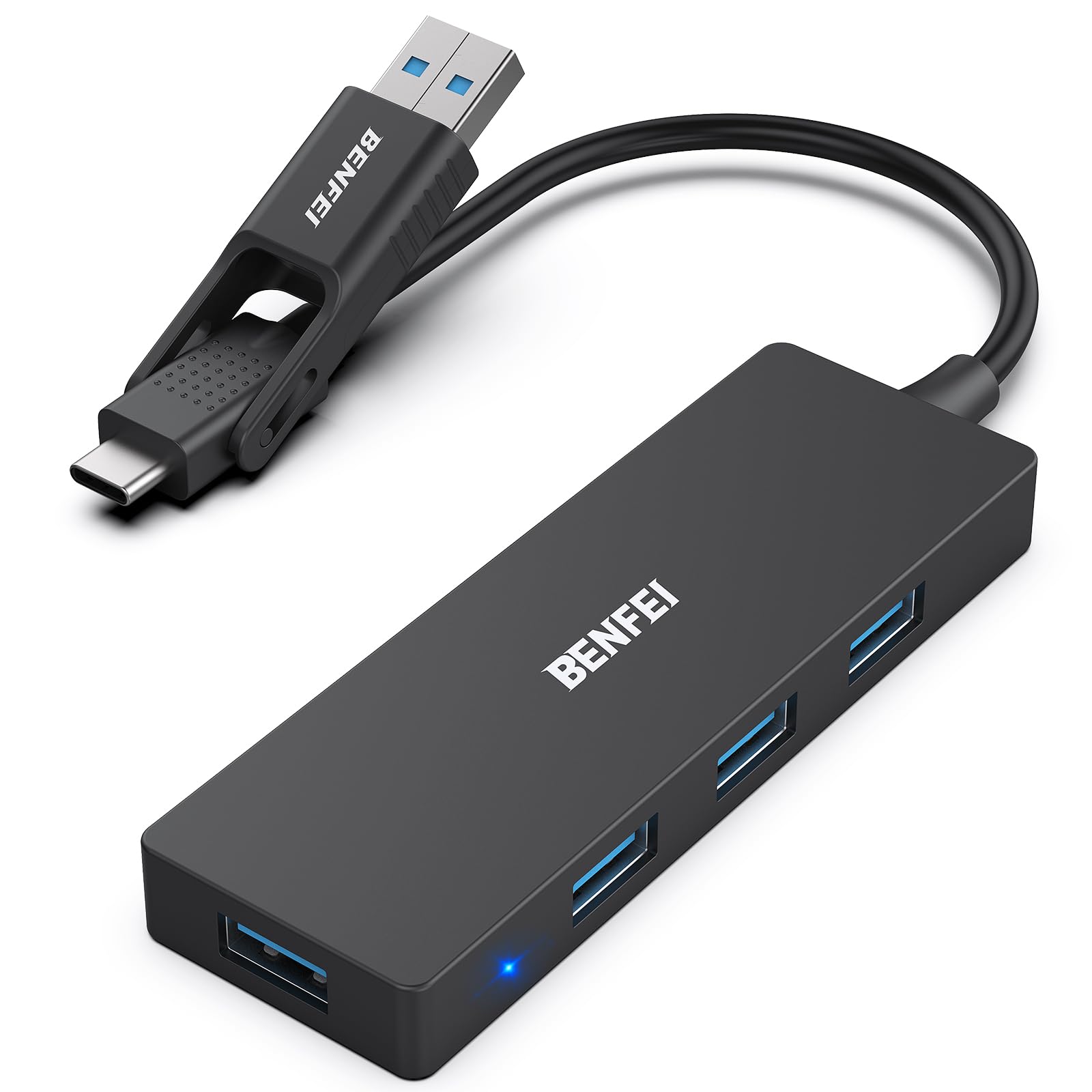 BENFEI USB Type-A/Type-C Hub with 4 USB 3.0 Ports Compatible with iPhone 15 Pro/Max, Mac Book Pro/Air 2023, iPad Pro, iMac, S23 Private Label Manufacturing Bulk Orders
