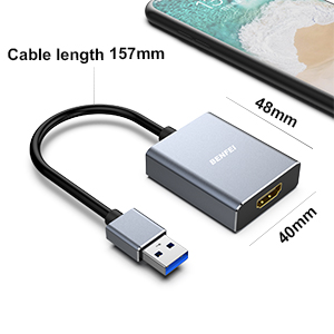 BENFEI USB 3.0 to HDMI Adapter, Male to Female Adapter for Win11, Win10, Win8.1, Win8, Win7(Not for Mac) B2B Factory Pricing
