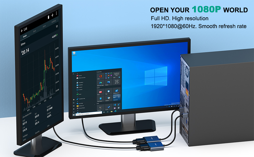 BENFEI USB 3.0 to VGA Adapter, USB 3.0 to VGA Male to Female Adapter for Win11, Win10, Win8.1, Win8, Win7(Not for Mac) Factory to Consumer Services