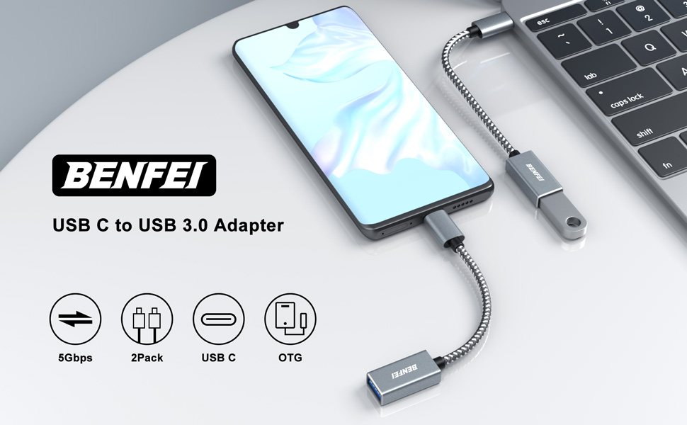 BENFEI USB C to USB 3.0 Adapter, 2 Pack USB C to A Male to Female Adapter, OTG Type C. Large Order Wholesale Distributor