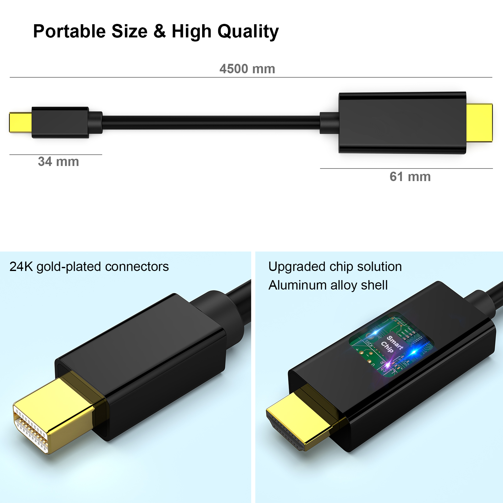 Customize 4K Mini DisplayPort to HDMI Cable, Mini DP to HDMI 6 Feet Cable Manufacturer and Supplier Solutions