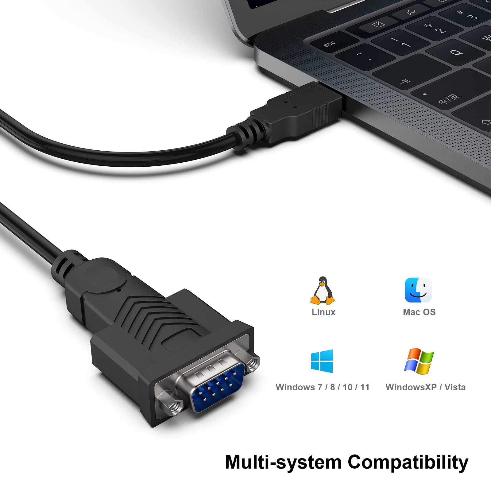 Customize USB to Serial 1.8 Meter USB to RS-232 Male 9-pin DB9 Serial Cable, Win11 10 8.1 8 7, Mac OS X 10.6 and Above Export Factory