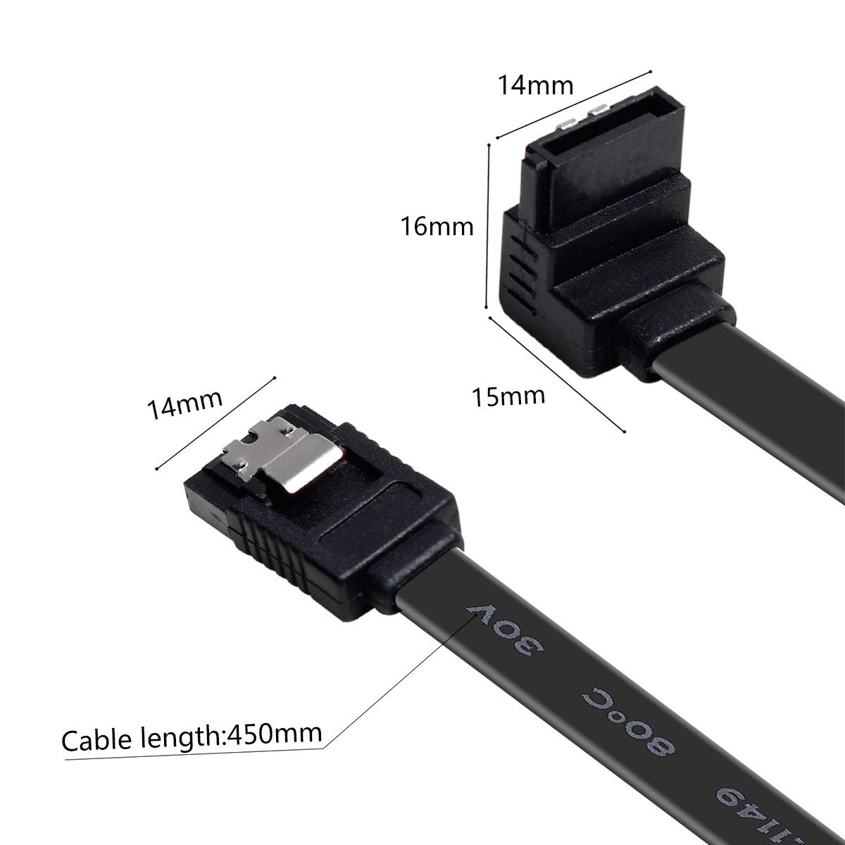 Customize SATA 3 Cable, SATA Cable III 6Gbps 90 Degree Right Angle with Locking Latch 45cm Affordable Wholesale Services