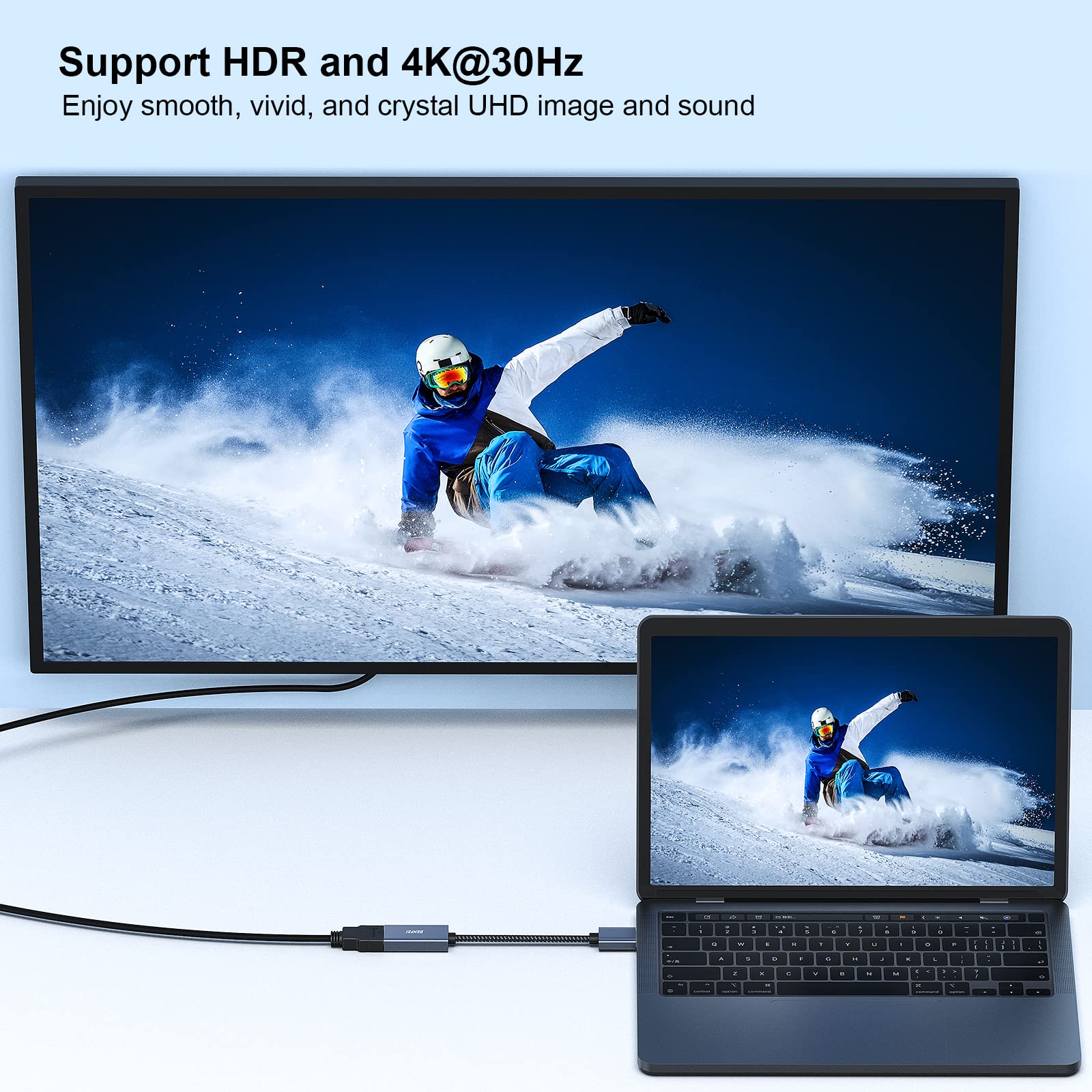 4K DisplayPort to HDMI Adapter Cable 4K 30Hz, 2K 60Hz, 1080p 120Hz Uni-Directional Display Port to HDMI Monitor Converter Discount Wholesale Direct