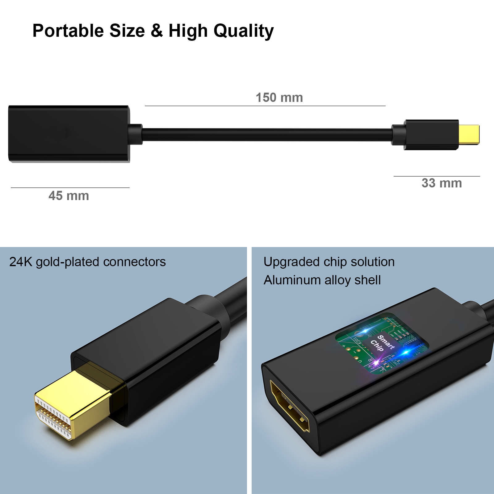 Customize Mini DisplayPort to HDMI Adapter Thunderbolt 2 to HDMI Adapter Gold-Plated Connectors Chinese Wholesale Supplier
