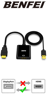 BENFEI HDMI to DisplayPort, Uni-Directional HDMI (Source) to DisplayPort (Display) Adapter 4K@60Hz/2K@144Hz/1080P@165Hz Factory Authorized Wholesale Sourcing