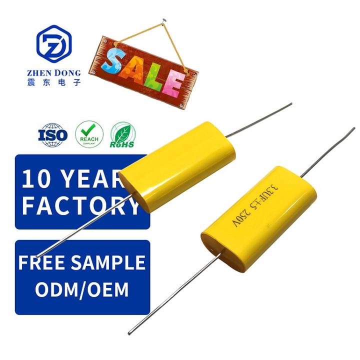 Axial Capacitor Film Capacitor 1uf 3.3uf 4uf 10uf 20uf 30uf 250V 5% Capacitor For Air Conditioner OEM Wholesale