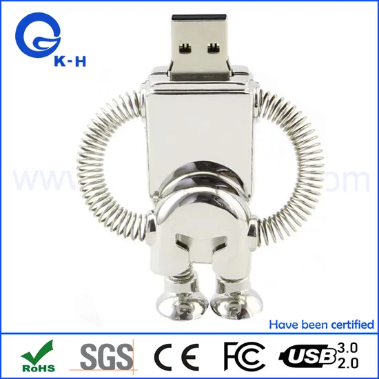 Free Engraved Logo Metal Robot Design USB Flash Disk