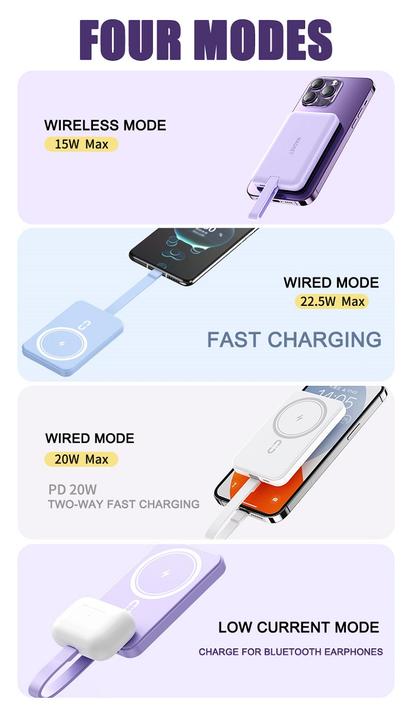 High Quality 10000mAh Mini Power Bank Fast Charging Waterproof ABS Plastic Type-C Input 22.5W Output Wireless Power Bank Large Order Wholesale