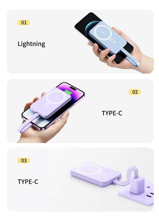 High Quality 10000mAh Mini Power Bank Fast Charging Waterproof ABS Plastic Type-C Input 22.5W Output Wireless Power Bank Large Order Wholesale