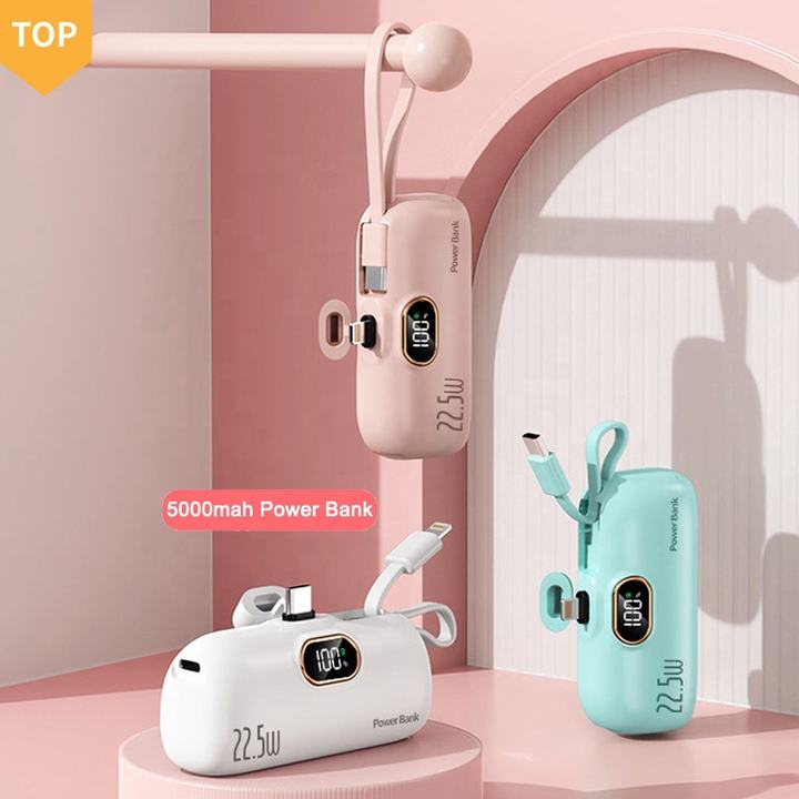 Mini Portable Battery Pack 5000mah Capsule Mini Rechargeable Power Bank Pack Portable Powerbank With Digital Display Industrial Wholesale Custom Solutions