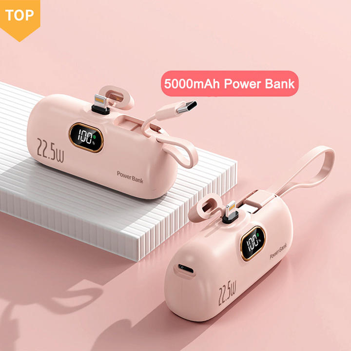 Mini Portable Battery Pack 5000mah Capsule Mini Rechargeable Power Bank Pack Portable Powerbank With Digital Display Industrial Wholesale Custom Solutions