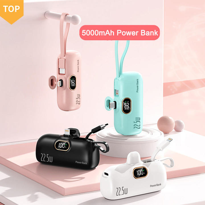 Mini Portable Battery Pack 5000mah Capsule Mini Rechargeable Power Bank Pack Portable Powerbank With Digital Display Industrial Wholesale Custom Solutions