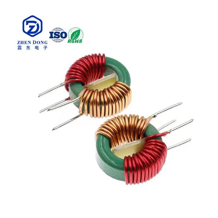 T14*9*5 2mh Red and Yellow Split Winding Dot Gel 0.7 Wire Diameter Mn-Zn 2mh Toroidal Common Mode Plug-In Inductor Overseas Manufacturing