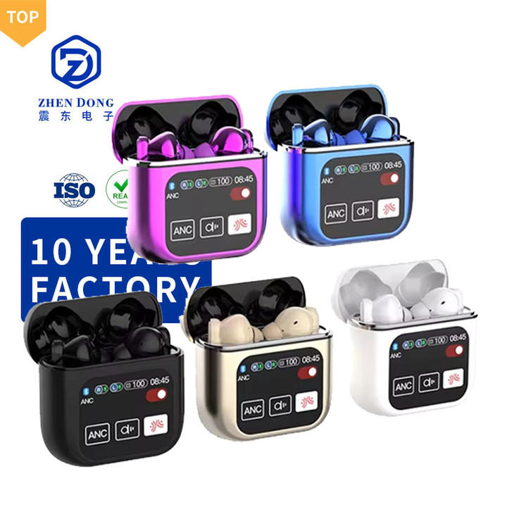 True Wireless Stereo Headset Low Latency LCD Touch Screen ANC ENC Noise Cancelling TWS V5.4 Earphones Earbuds Industrial Wholesale Pricing Supplier