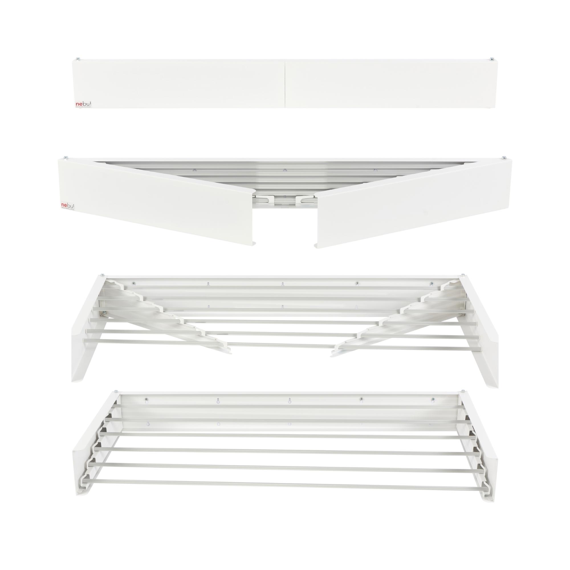 NEBU RETRACTABLE WALL MOUNTED CLOHTES DRYING RACK 40"/100CM-WHITE