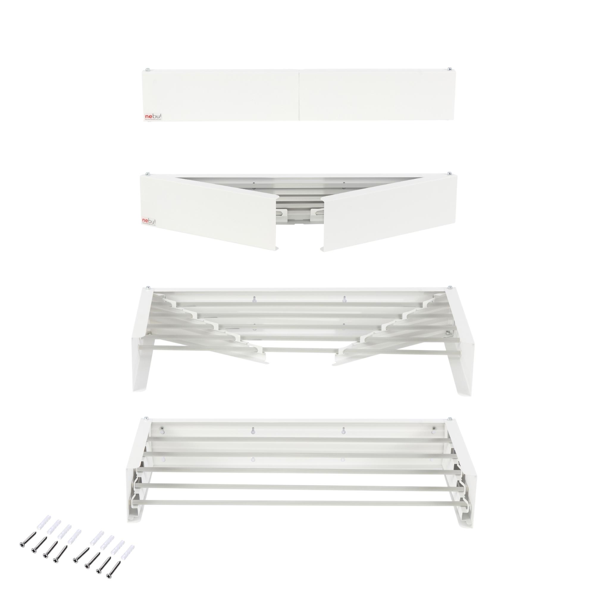 NEBU RETRACTABLE WALL MOUNTED CLOHTES DRYING RACK 28"/70CM-WHITE