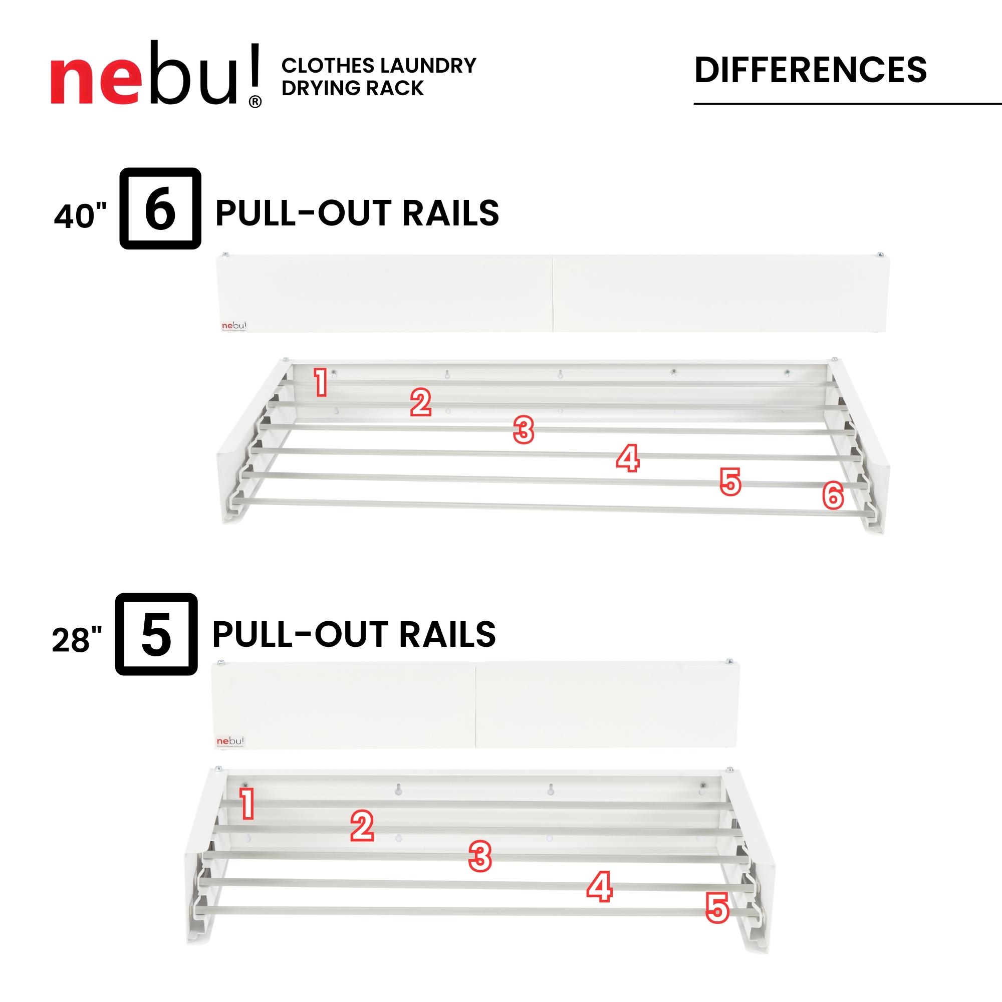 NEBU RETRACTABLE WALL MOUNTED CLOHTES DRYING RACK 40"/100CM-WHITE