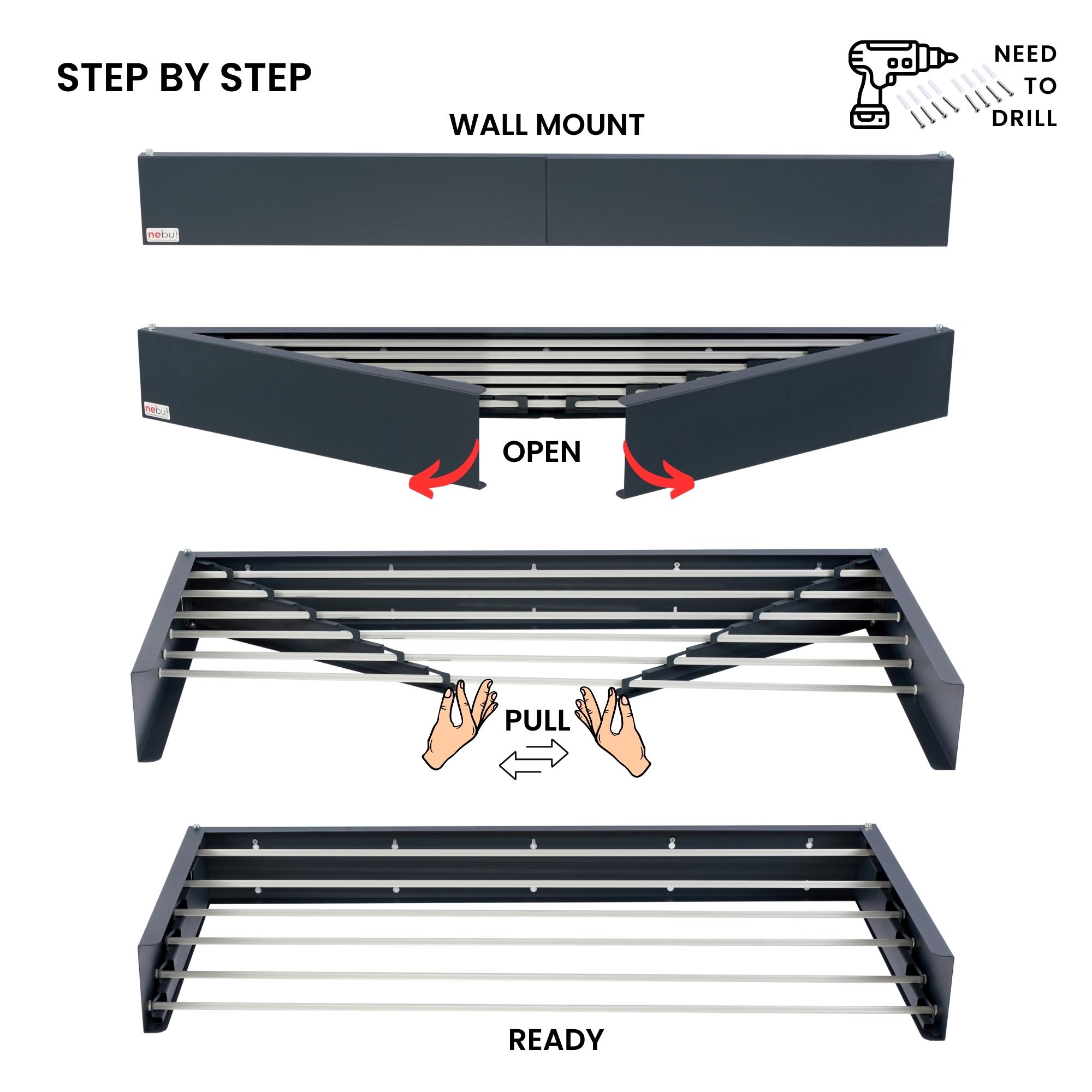 NEBU RETRACTABLE WALL MOUNTED CLOHTES DRYING RACK 40