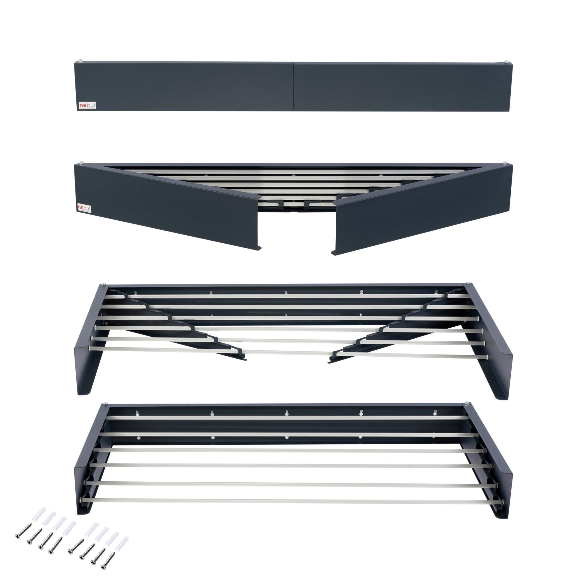 NEBU RETRACTABLE WALL MOUNTED CLOHTES DRYING RACK 40"/100CM-ANTHRACITE